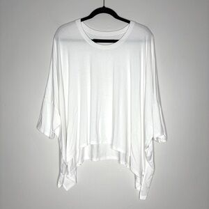 Enza Costa One Size Oversized White Shirt Short Sleeve Slouchy Viscose Stretchy